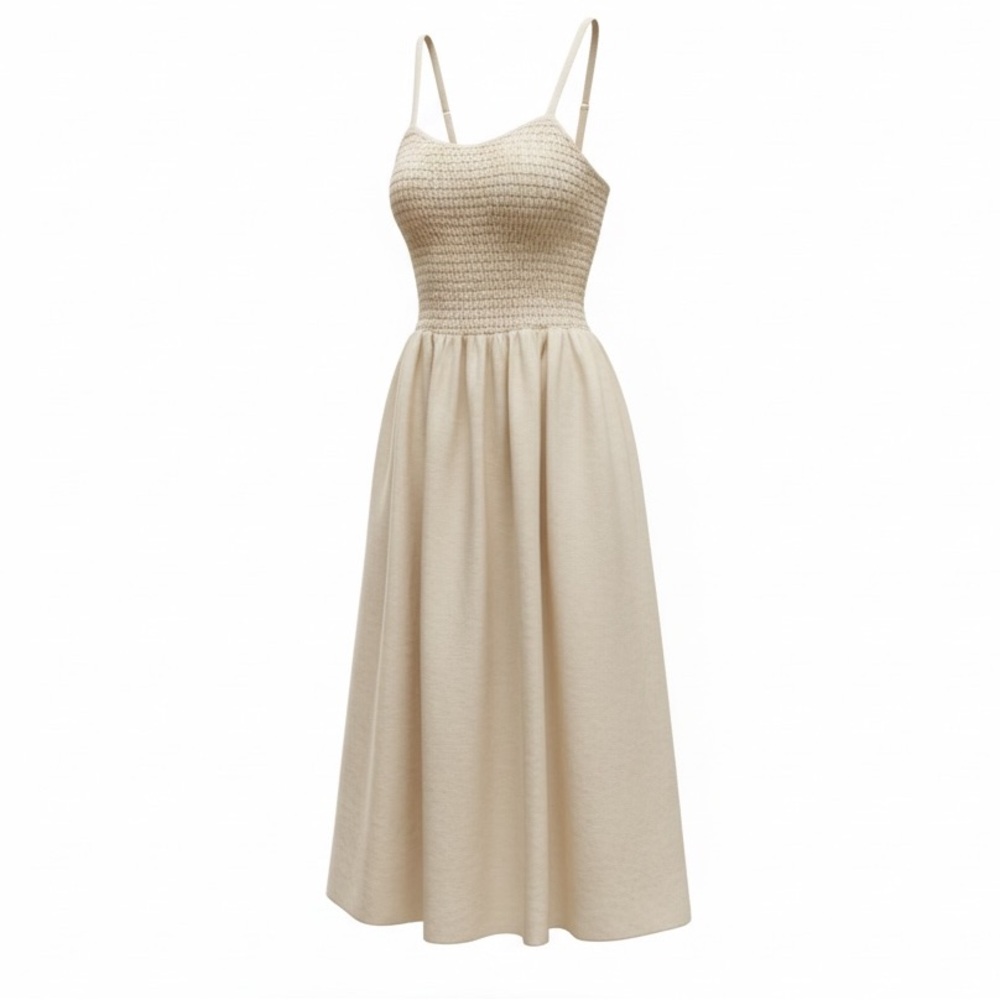 J. Crew Linen Cream Midi Dress